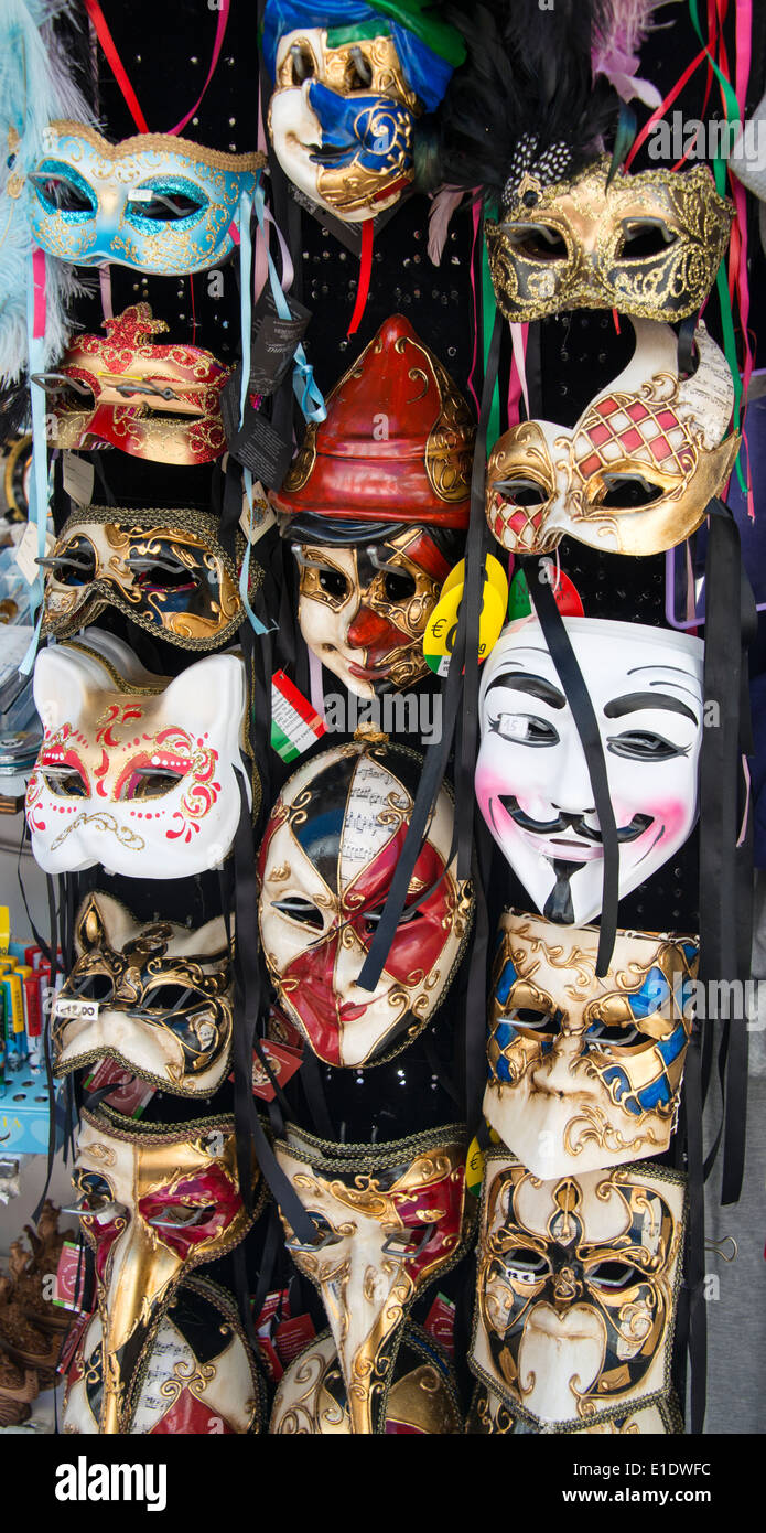 Carnival masks in a Venice shop window Stock Photo