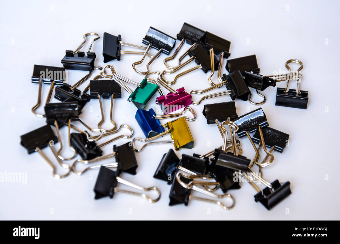 colorful of metal paper clip on white background Stock Photo Alamy