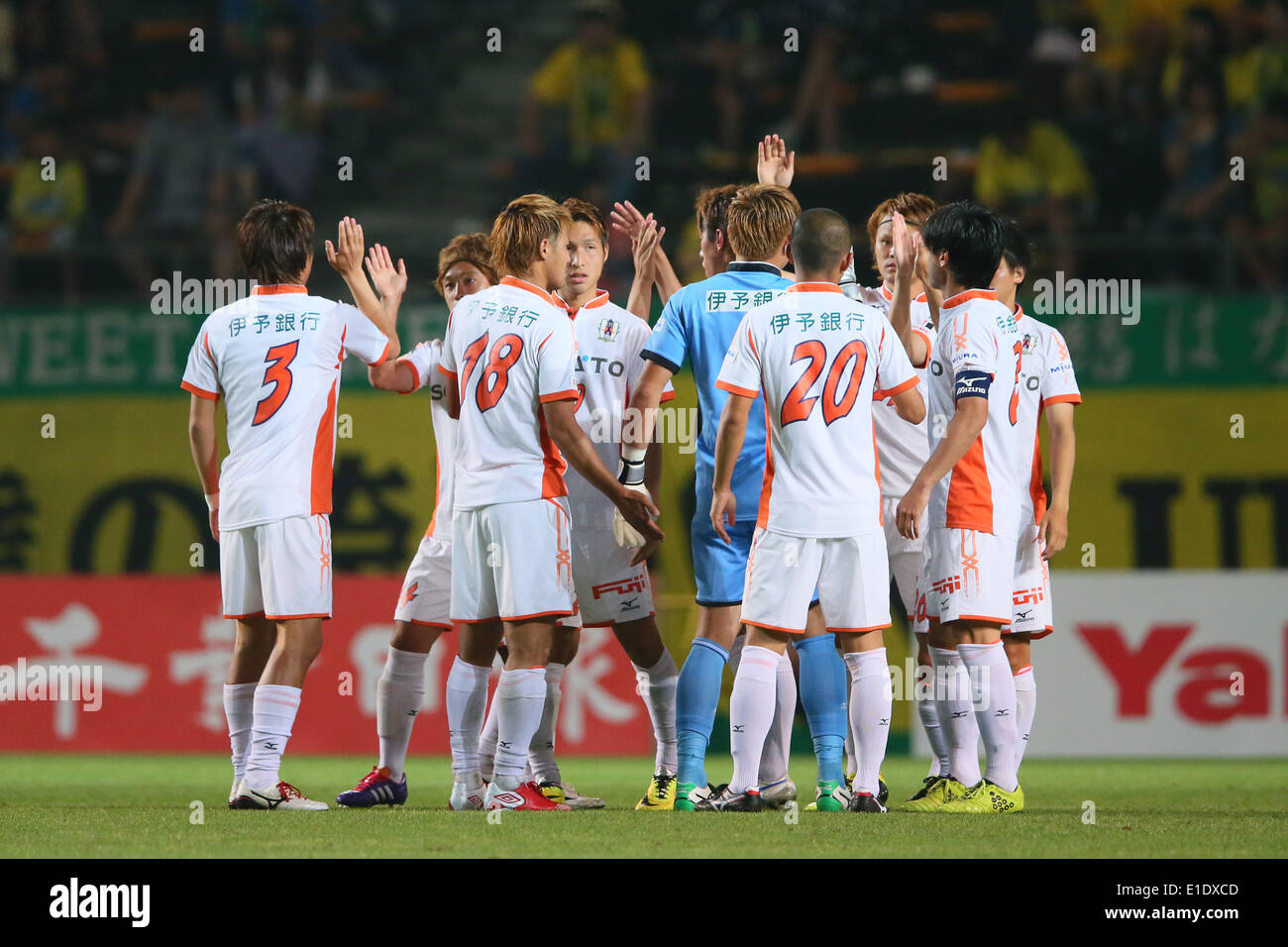 Fukuda Denshi Arena, Chiba, Japan. 31st May, 2014. Ehime FC team group