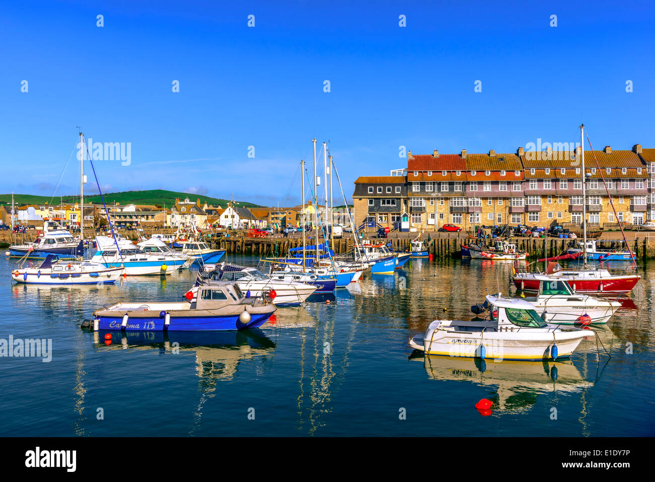 Boats and Yachts in West Bay Harbour Dorset Stock Photo Alamy