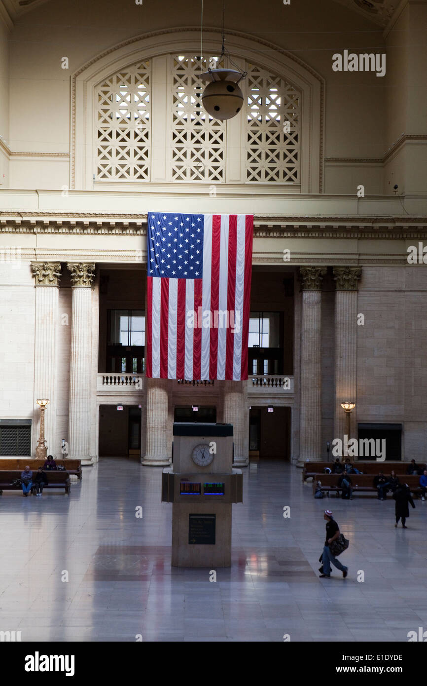 A view of the Great Hall at Union Station in Chicago, Illinois Stock