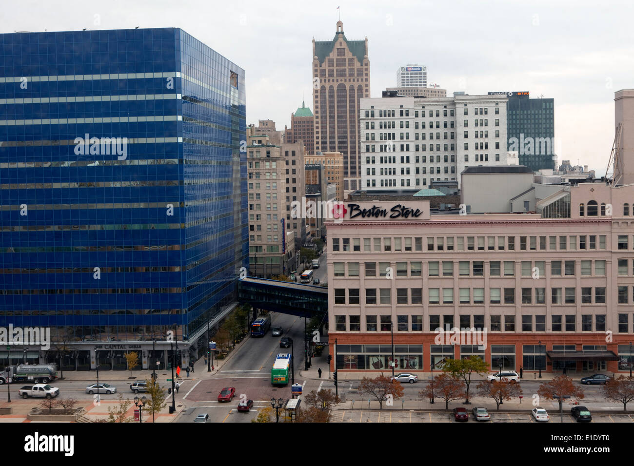 A view of the Boston Store in downtown Milwaukee, Wisconsin Stock Photo