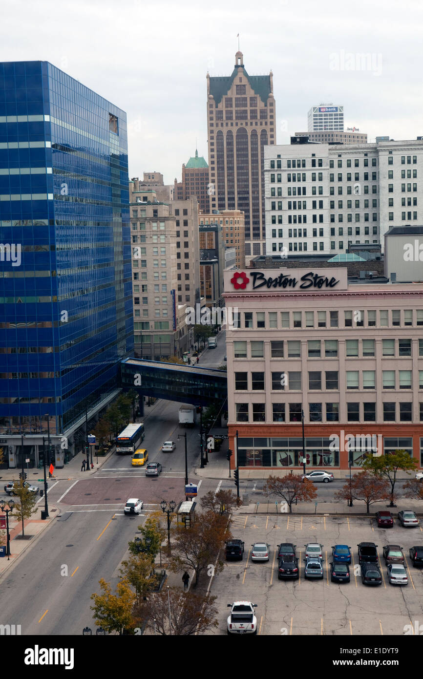 A view of the Boston Store in downtown Milwaukee, Wisconsin Stock Photo