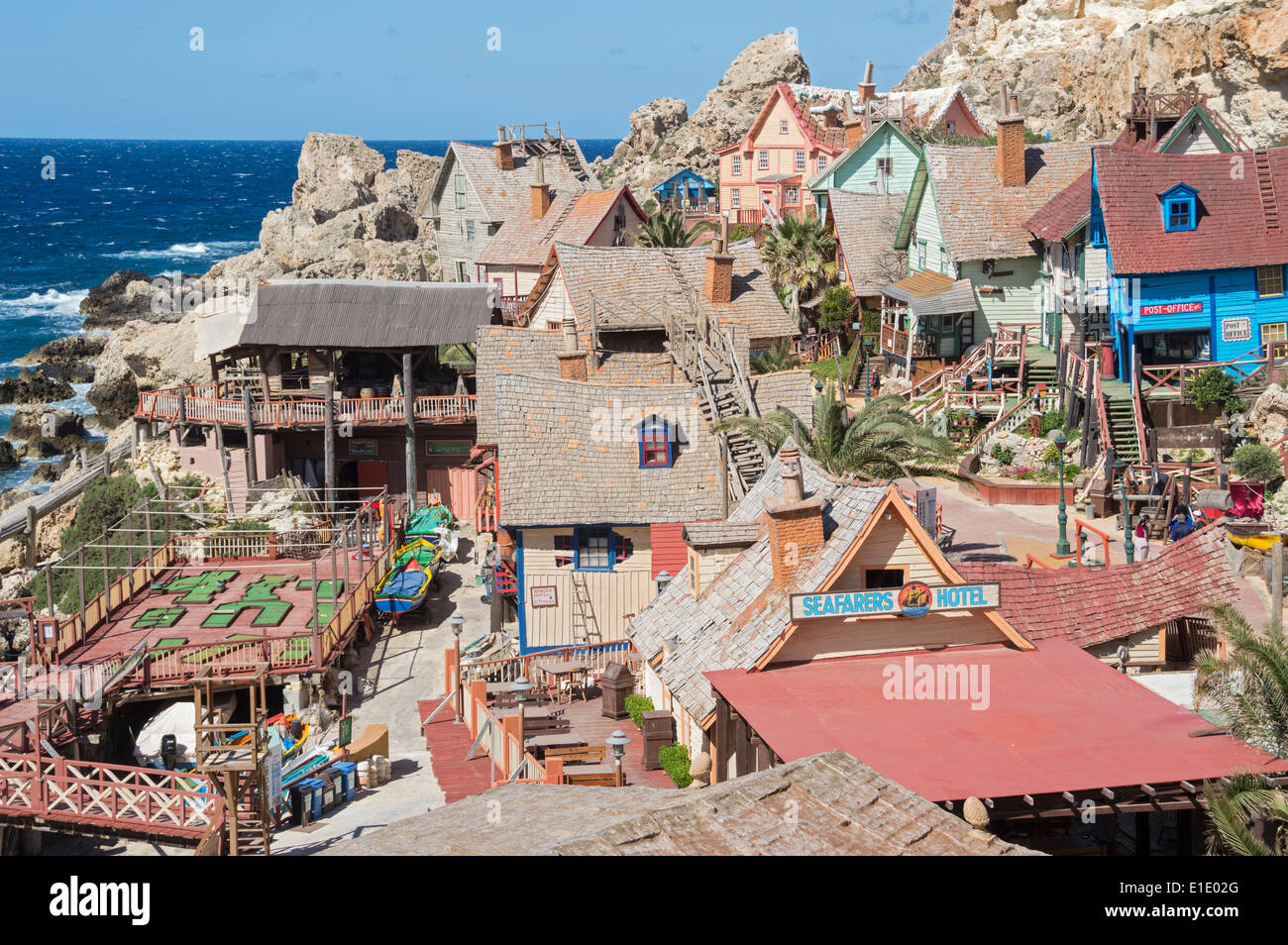 Popeye village, Sweethaven, Mellieha, Malta, Europe. Stock Photo