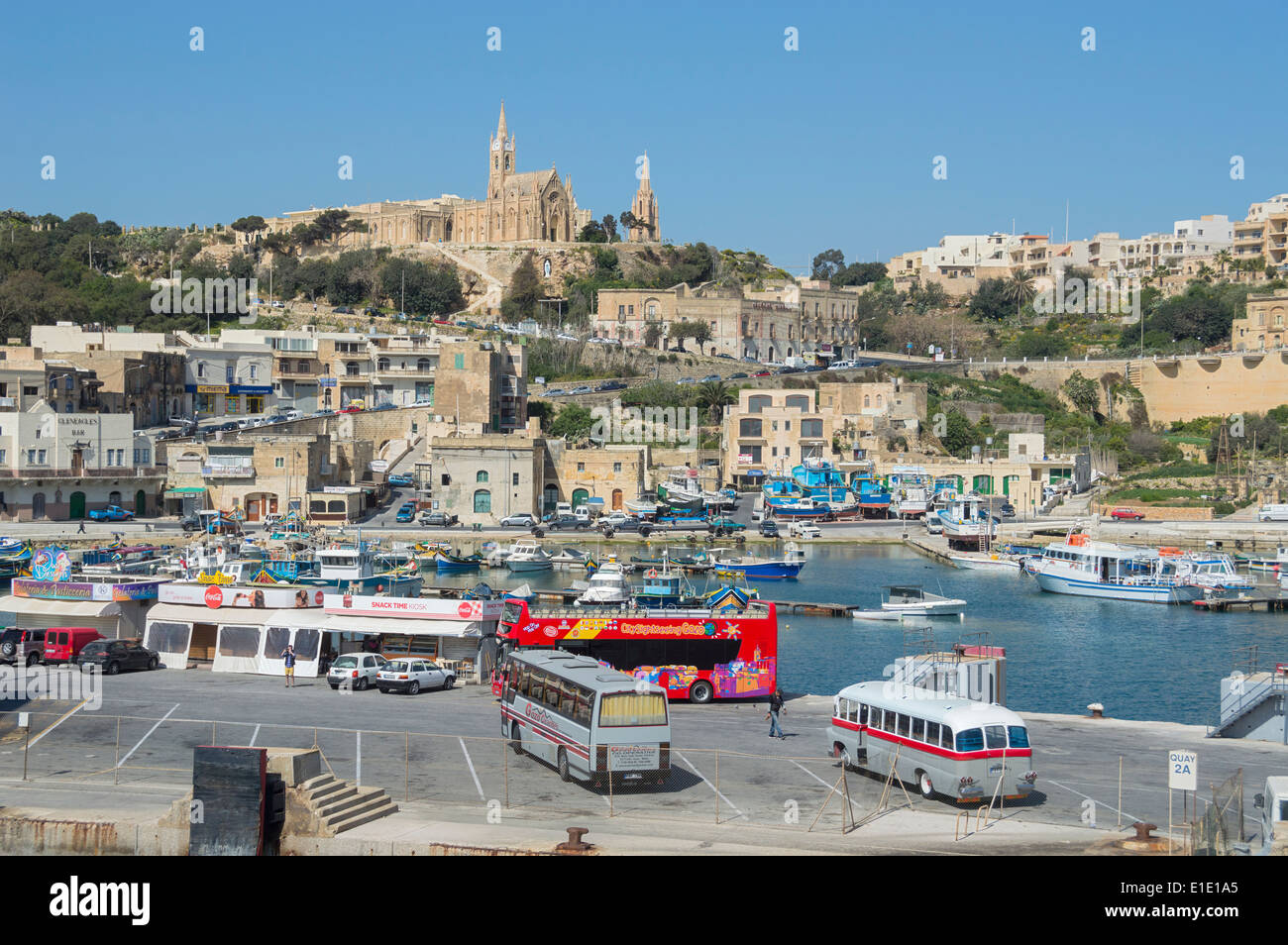 Mgarr harbour Gozo Ferry Comino Chanel Stock Photo