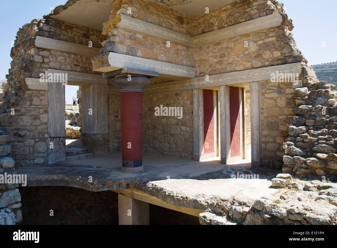 The south entrance to the Minoan palace of Knossos, Crete. Stock Photo