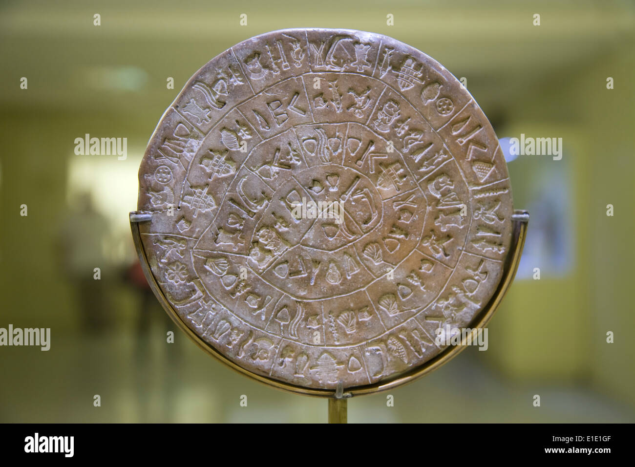 The Phaistos Disc. Found in Crete. Stock Photo
