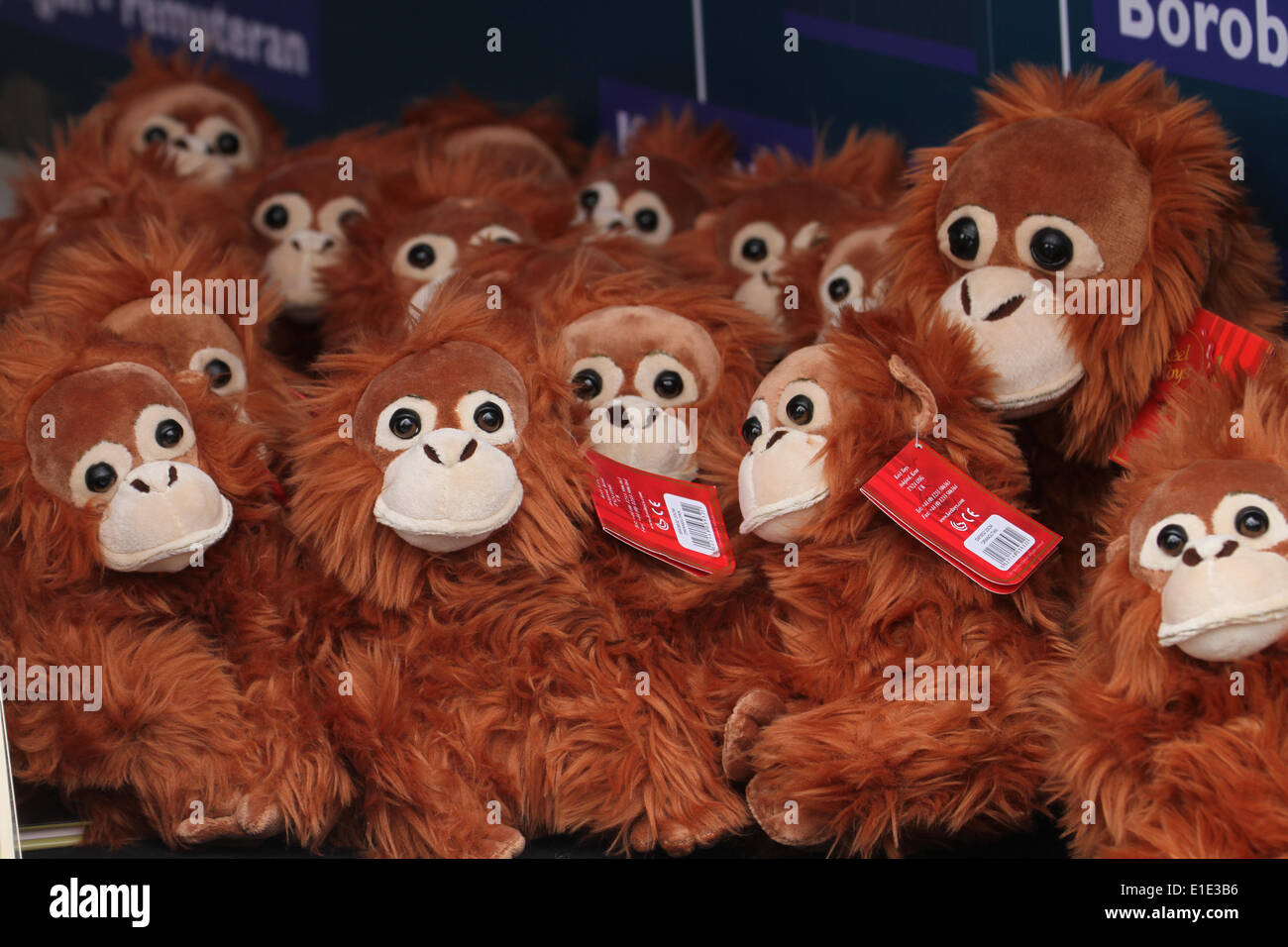 London, UK. 31 May 2014. Orang a tang teddies on sale at the Posh Salvage stall at Trafalgar Square during the Indonesia Day celebrationsCredit: David Mbiyu/ Alamy Live News Stock Photo