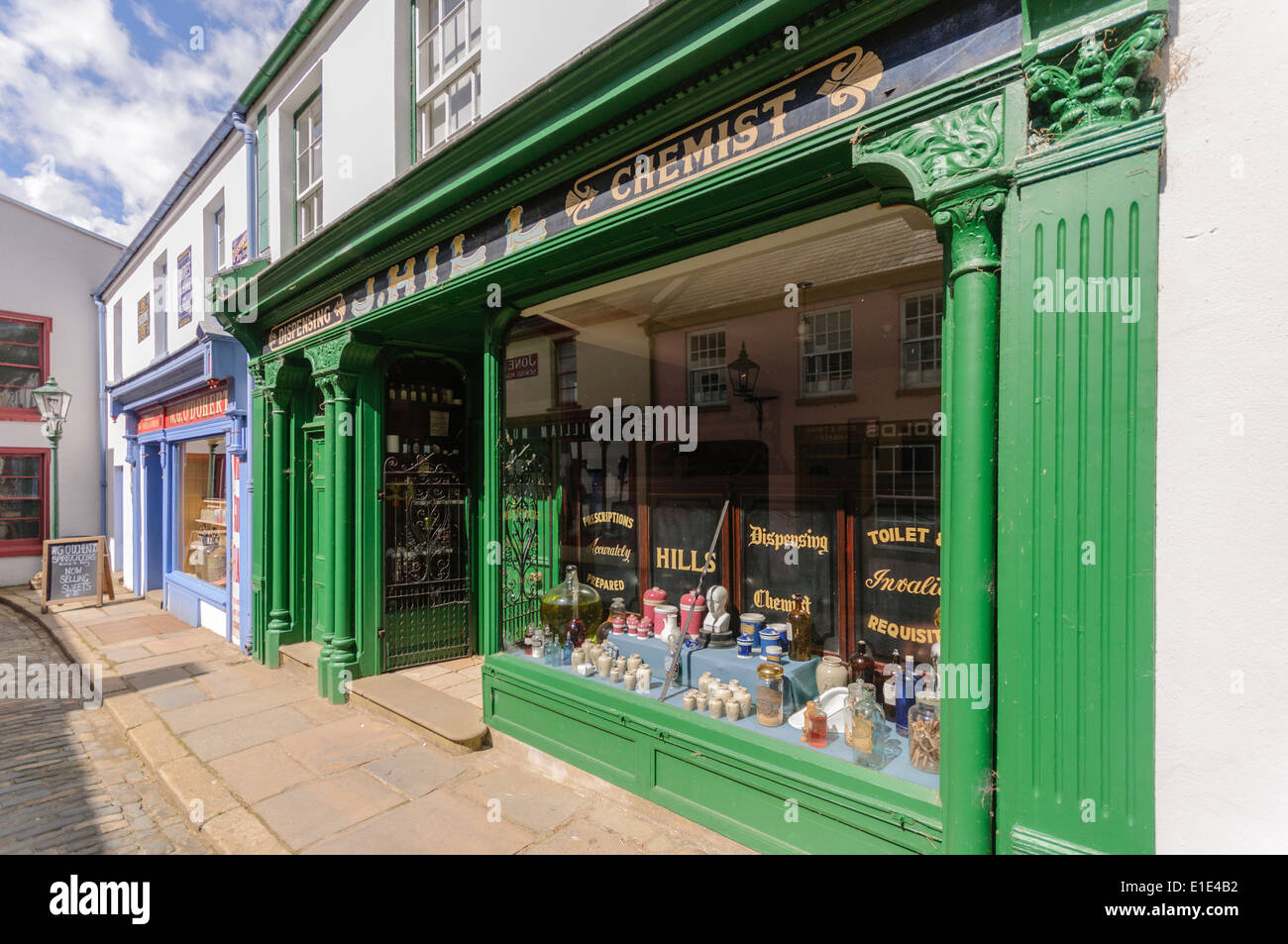 Old fashioned chemist (pharmacy) in an Irish street Stock Photo