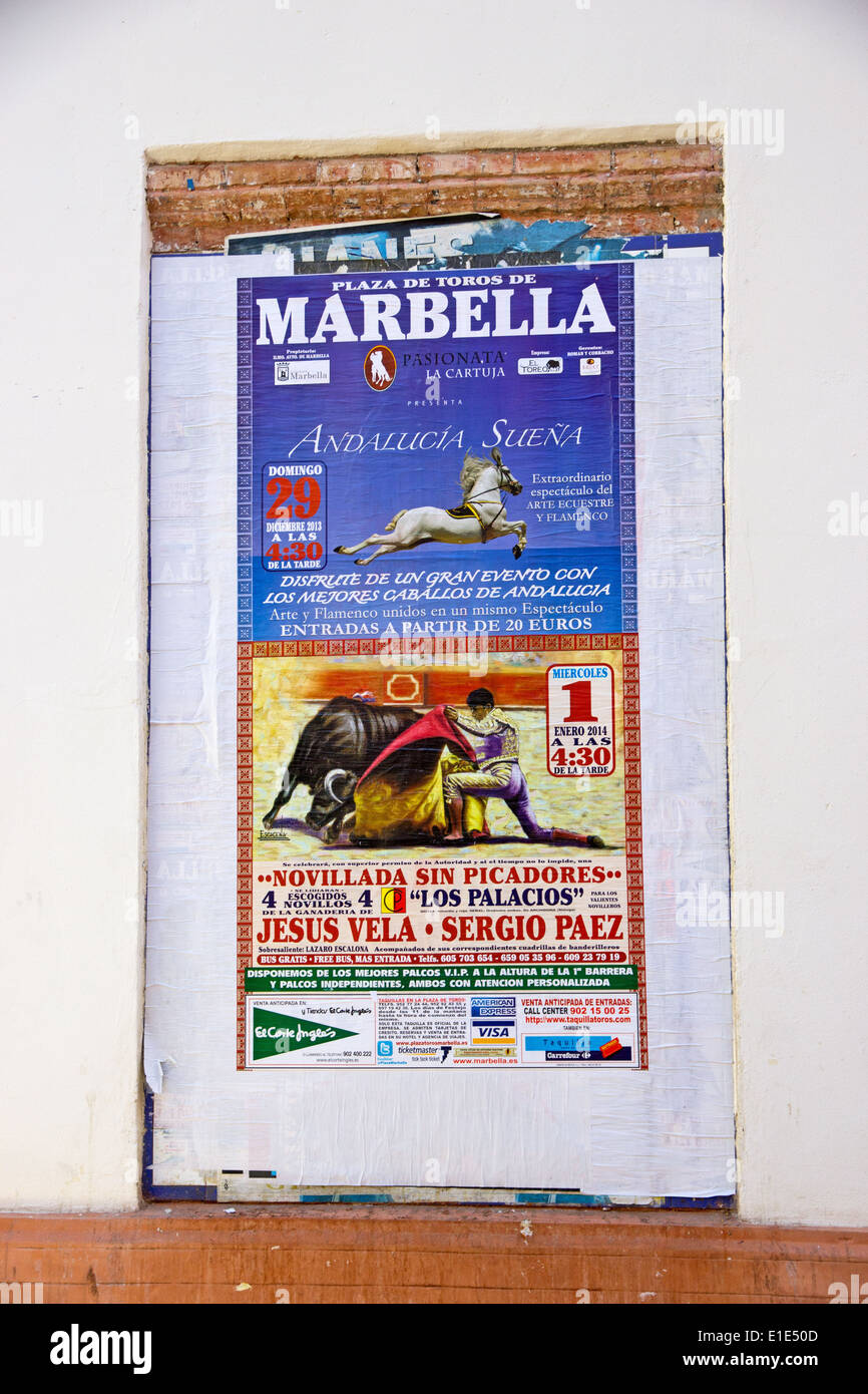 Poster on wall outside bullring, Malaga Stock Photo