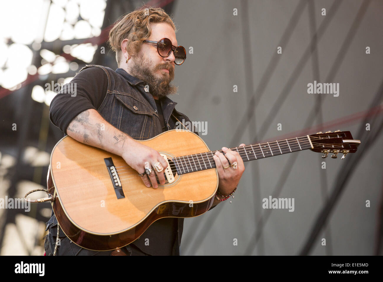 Chicago, Illinois, USA. 31st May, 2014. CHRISTIAN LETTS performs with Edward Sharpe and the Magnetic Zeros at the FirstMerit Bank Pavilion at Northerly Island in Chicago, Illinois © Daniel DeSlover/ZUMAPRESS.com/Alamy Live News Stock Photo