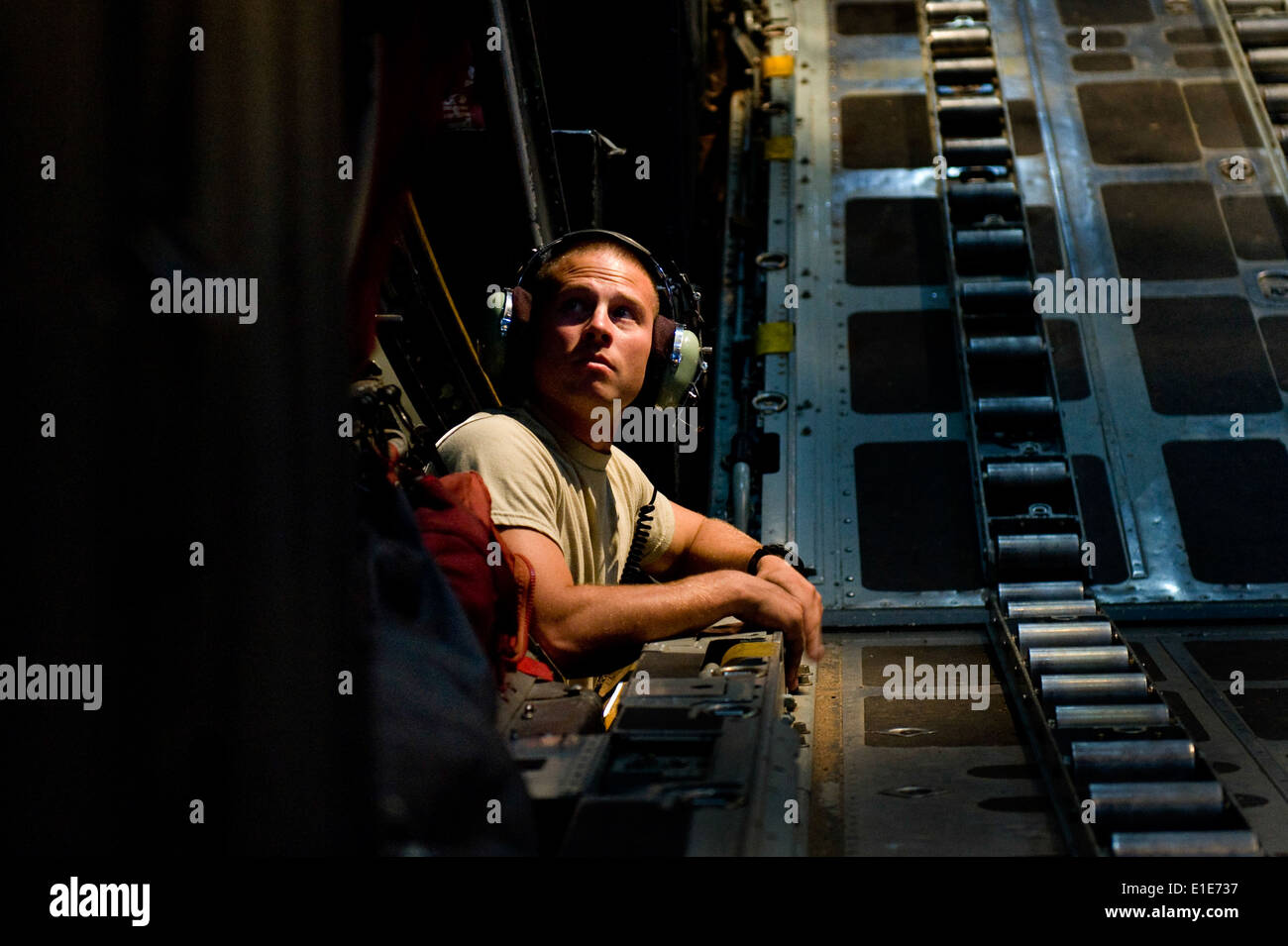 A U.S. Air Force C130 maintainer from the 317th Aircraft Maintenance