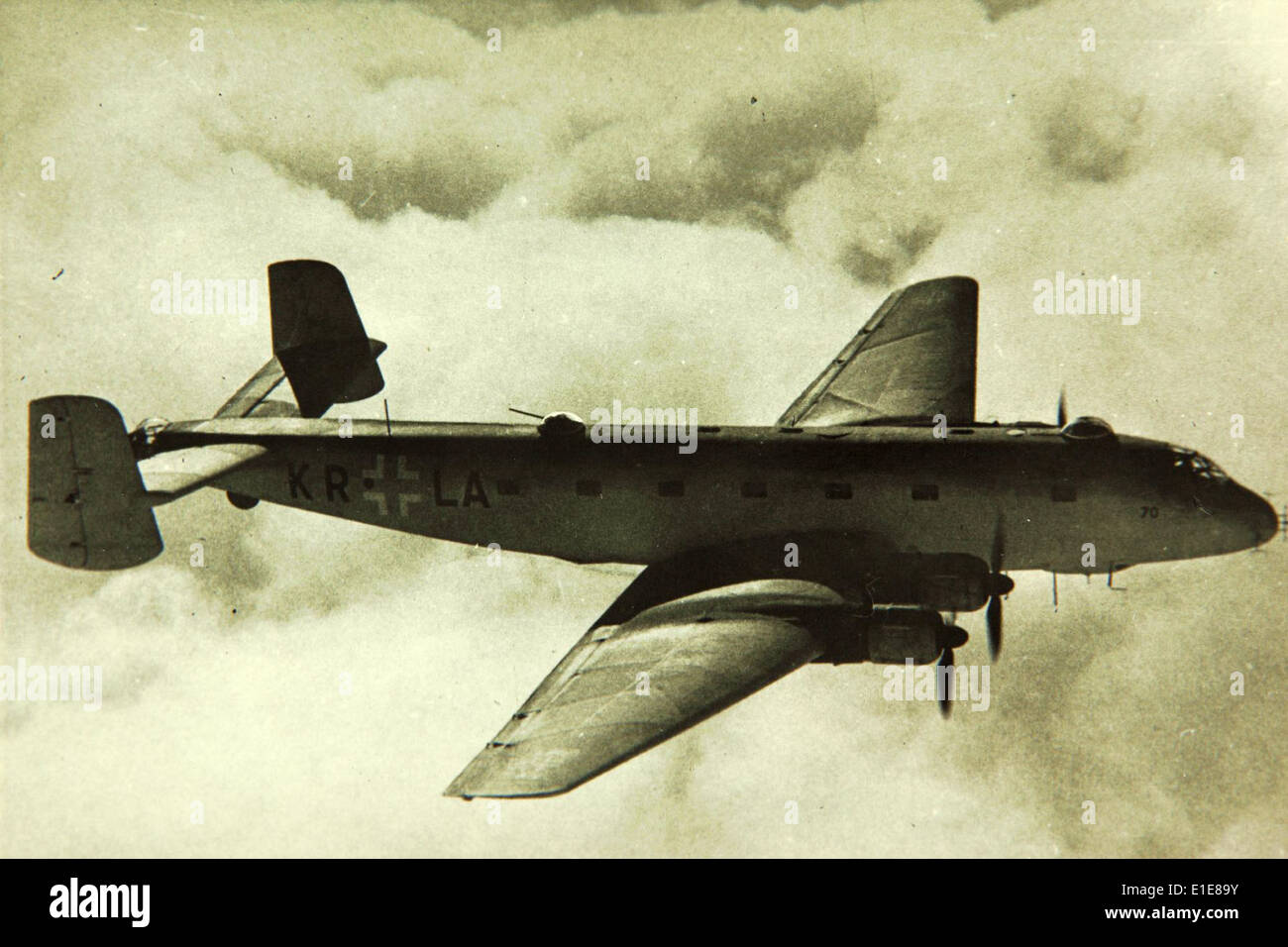 The Junkers Ju 290 was a German long-range transport and reconnaissance aircraft used during World War II. Known for its robust design, it served in various roles, including troop transport and maritime reconnaissance, contributing to the Luftwaffe's capabilities during the conflict. Stock Photo