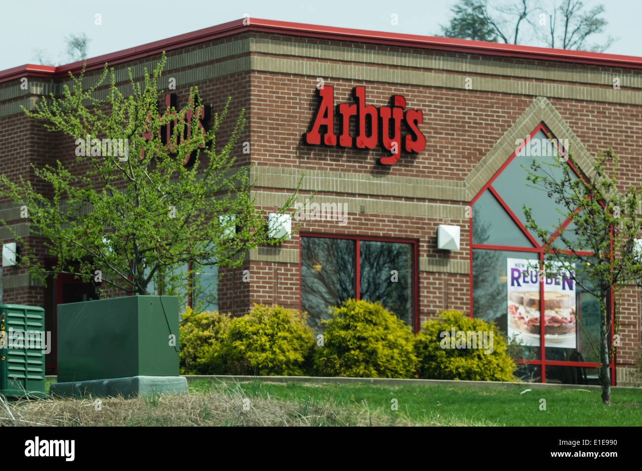 Arby's restaurants emphasize roast beef in their menus. Stock Photo