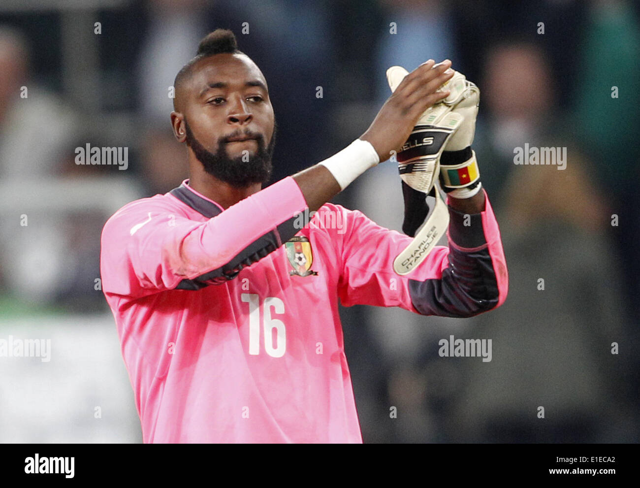 Moenchengladbach, Germany. 01st June, 2014. Cameroon's goalkeeper Charles Itandje during the friendly soccer match between Germany and Cameroon at the Borussia Park stadium in Moenchengladbach, Germany, 01 June 2014. Photo: Roland Weihrauch/dpa/Alamy Live News Stock Photo