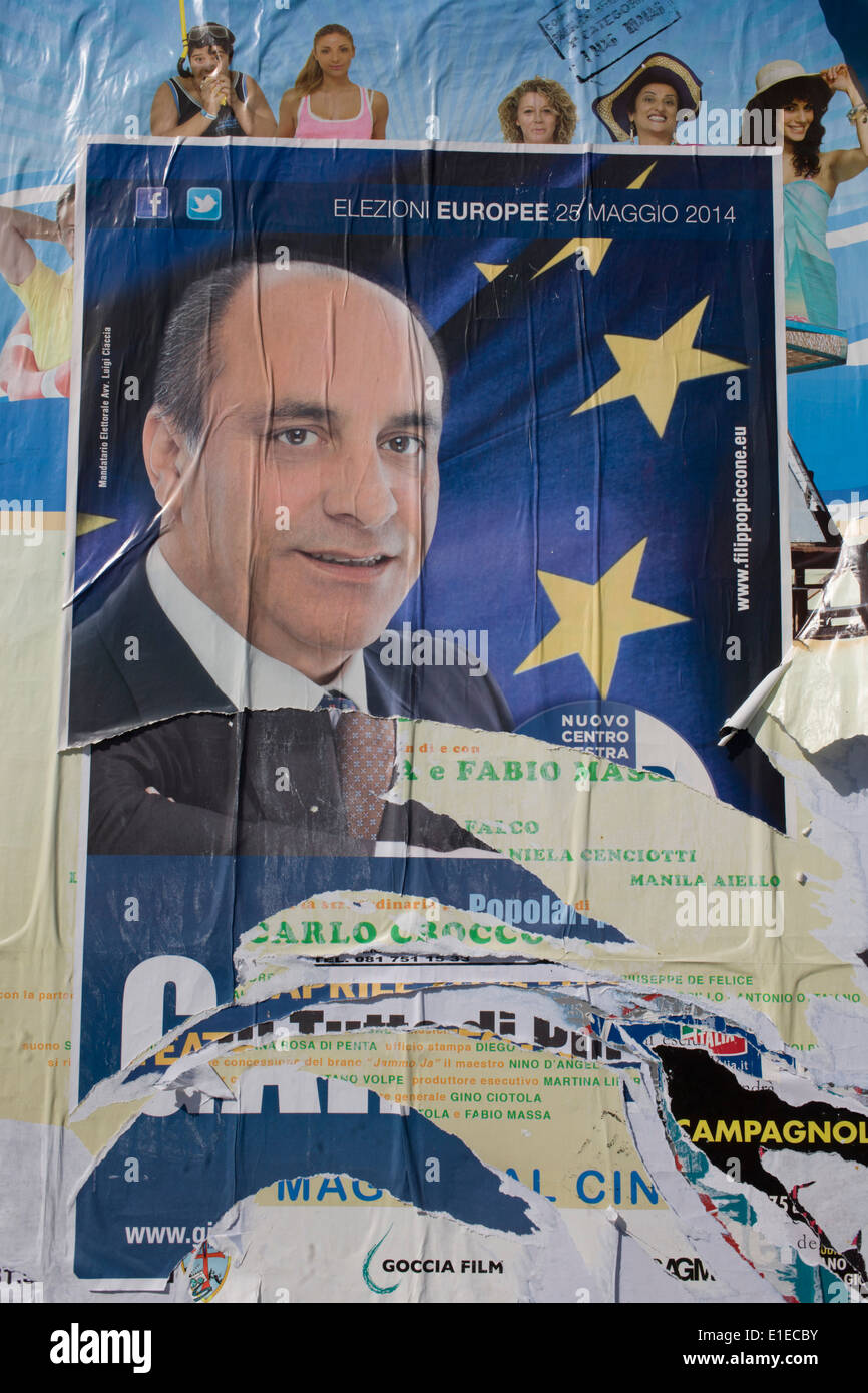 The face of Neapolitan politician Fillippo Piccone on a European elections poster in Naples, Italy. Stock Photo