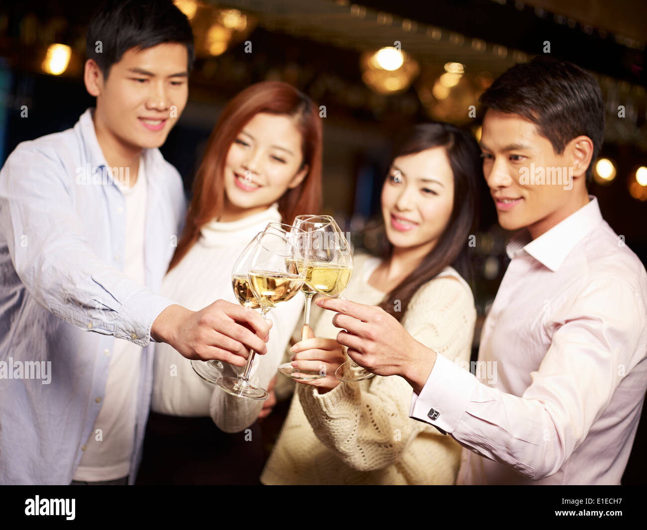 young people having a good time in pub Stock Photo