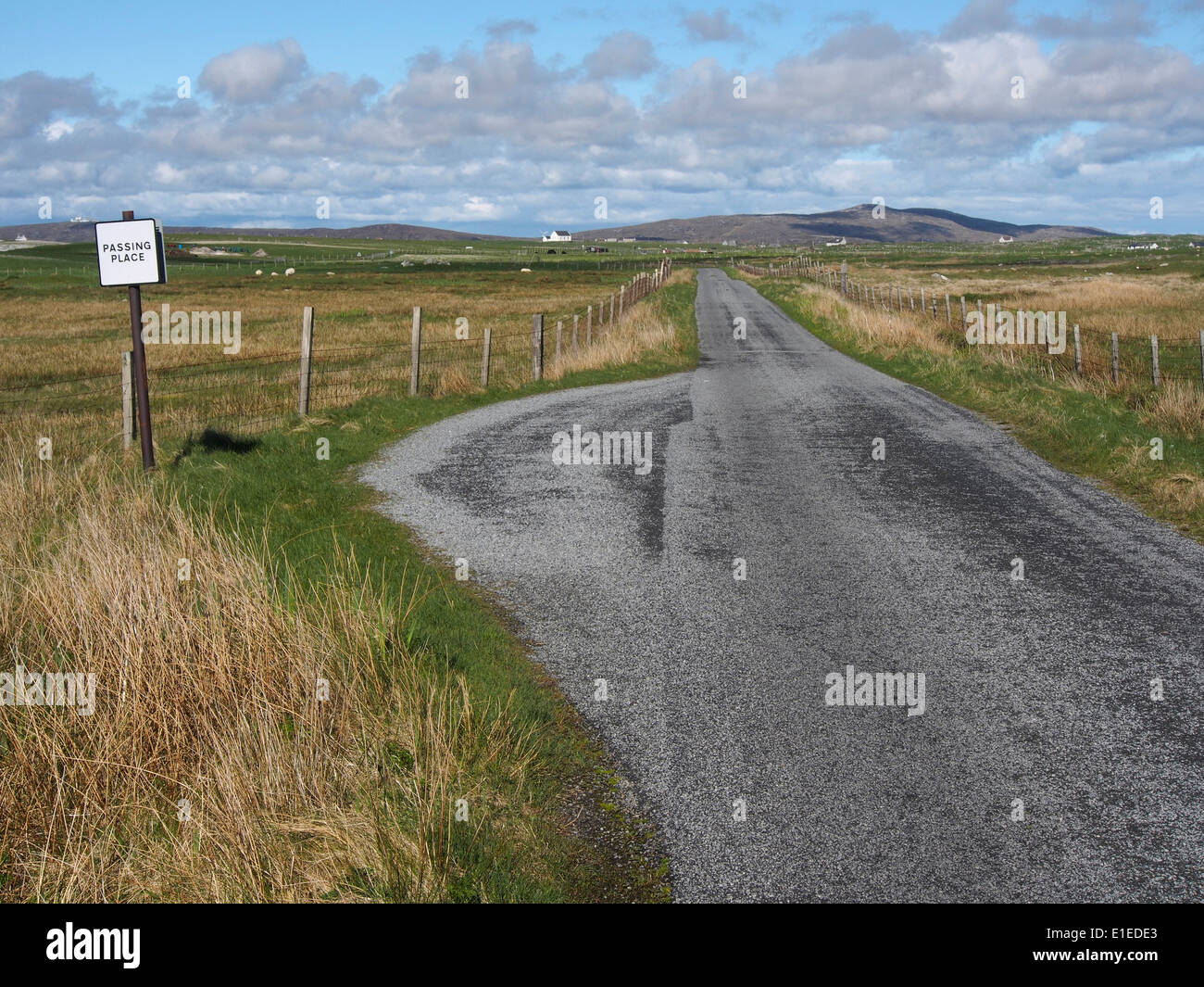 road on west coast of South Uist, Outer Hebrides, Scotland Stock Photo