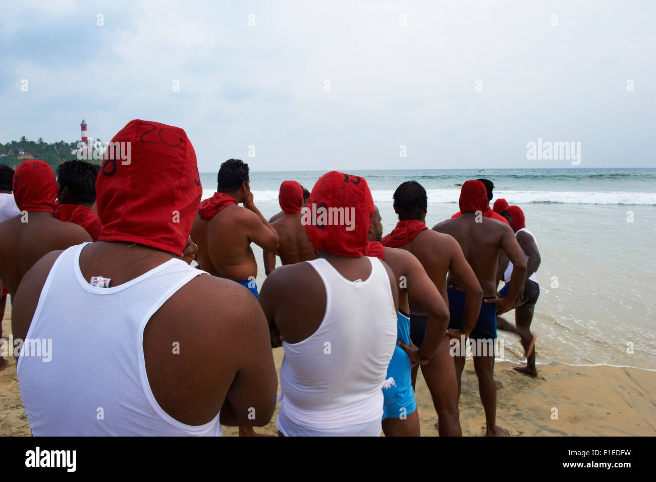 India, Kerala state, Kovalam, beach, safeguards Stock Photo