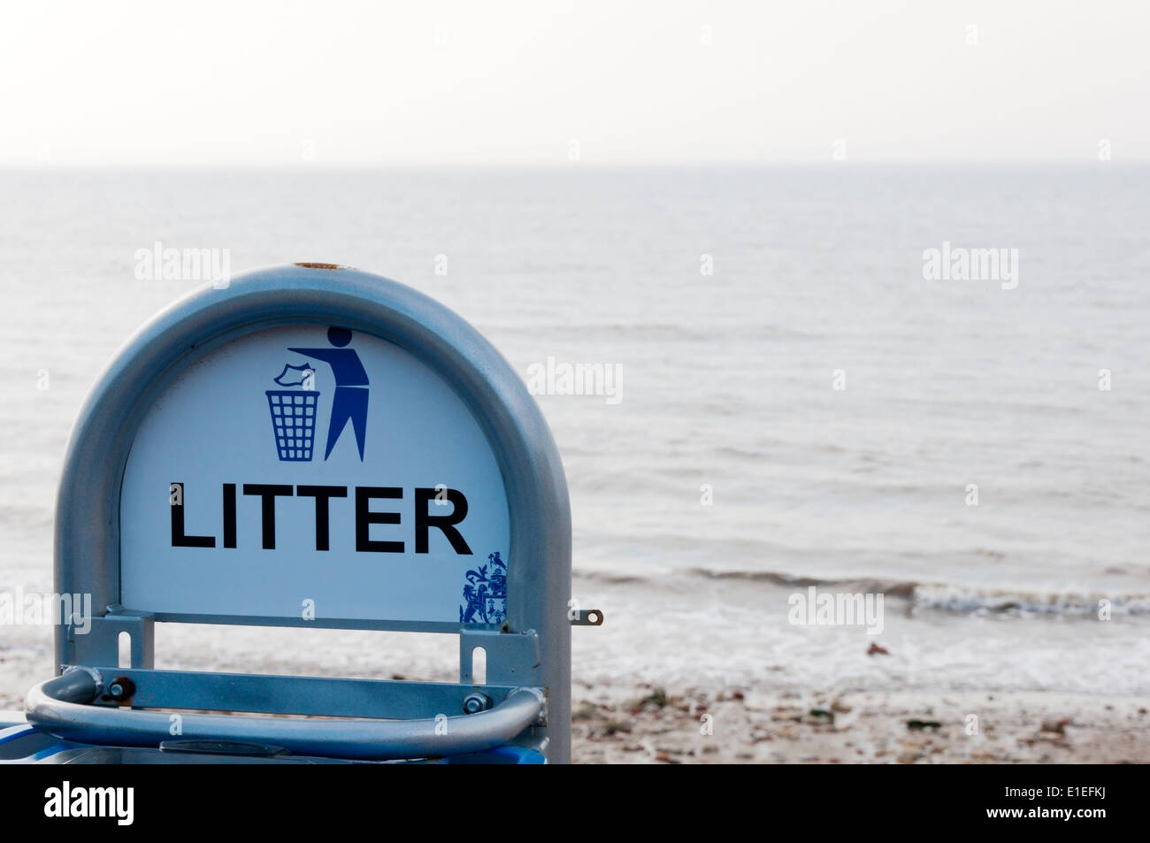 A litter bin behind the beach at Hunstanton, Norfolk. Stock Photo
