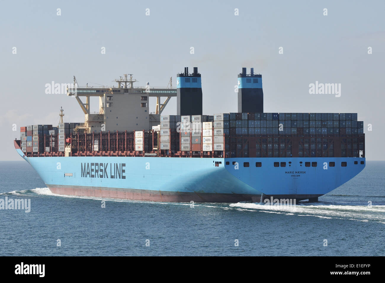 World's biggest Containership Marie Maersk Stock Photo