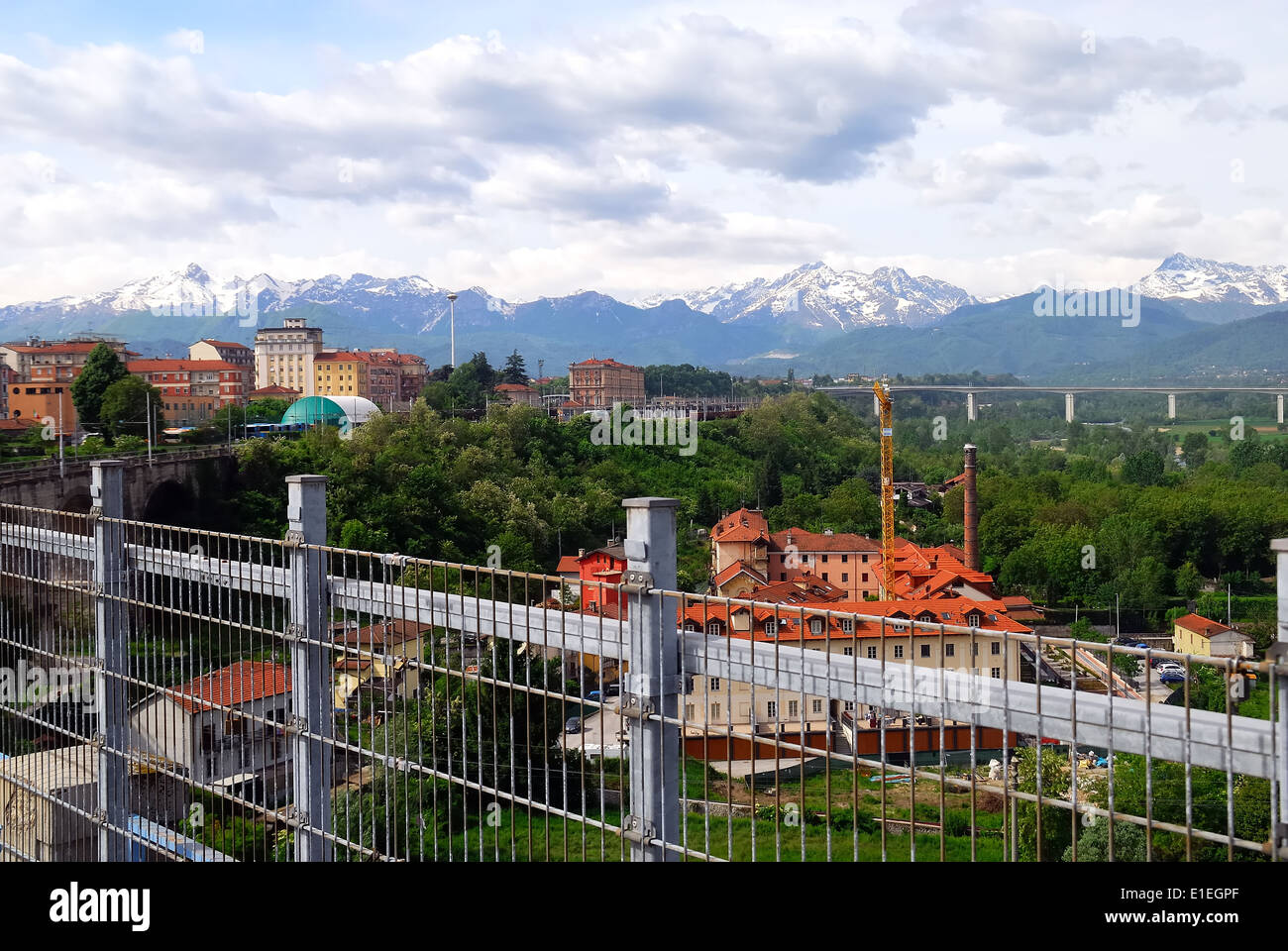 Cuneo, Piedmont : landscape, In the background the  Maritime Alps. Stock Photo