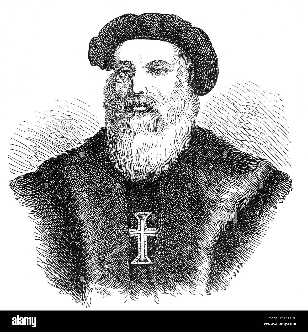 Dom Vasco da Gama, 1st Count of Vidigueira, c. 1469 - 1524, a Portuguese explorer, Stock Photo