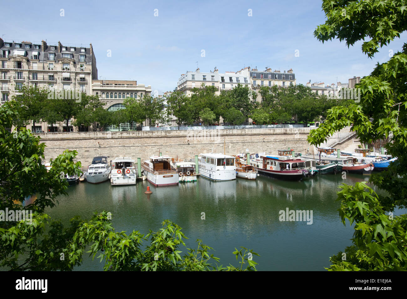 Boats in Canal Saint-Martin, Paris, France Stock Photo