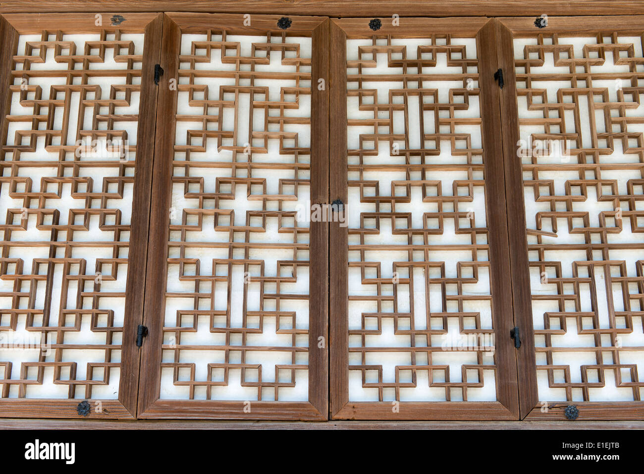 Background pattern of a traditional wooden paper door in Korea Stock Photo