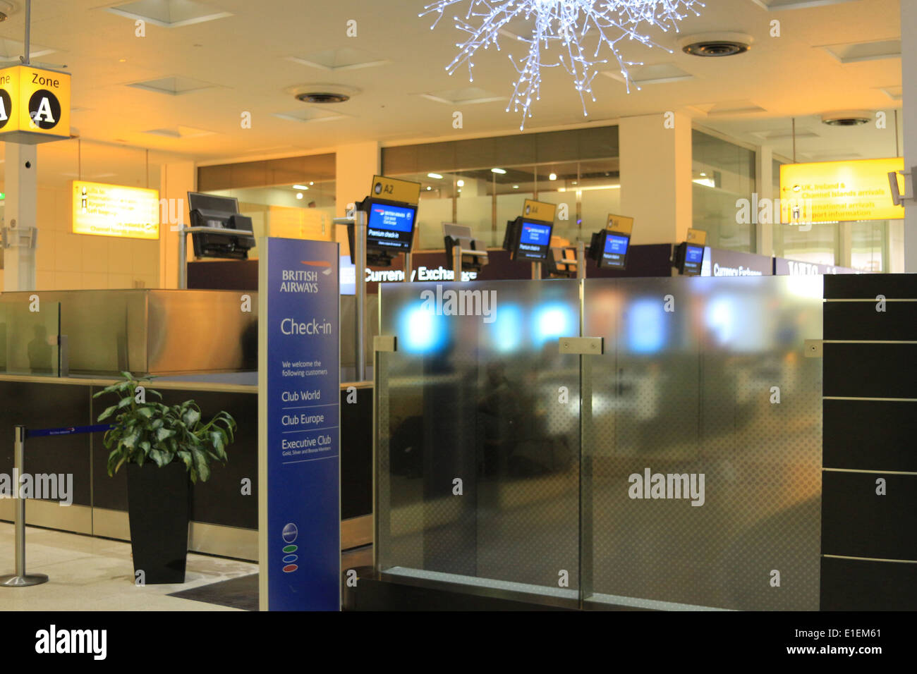 British Airways Check in area at Terminal 2 at London Heathrow Airport