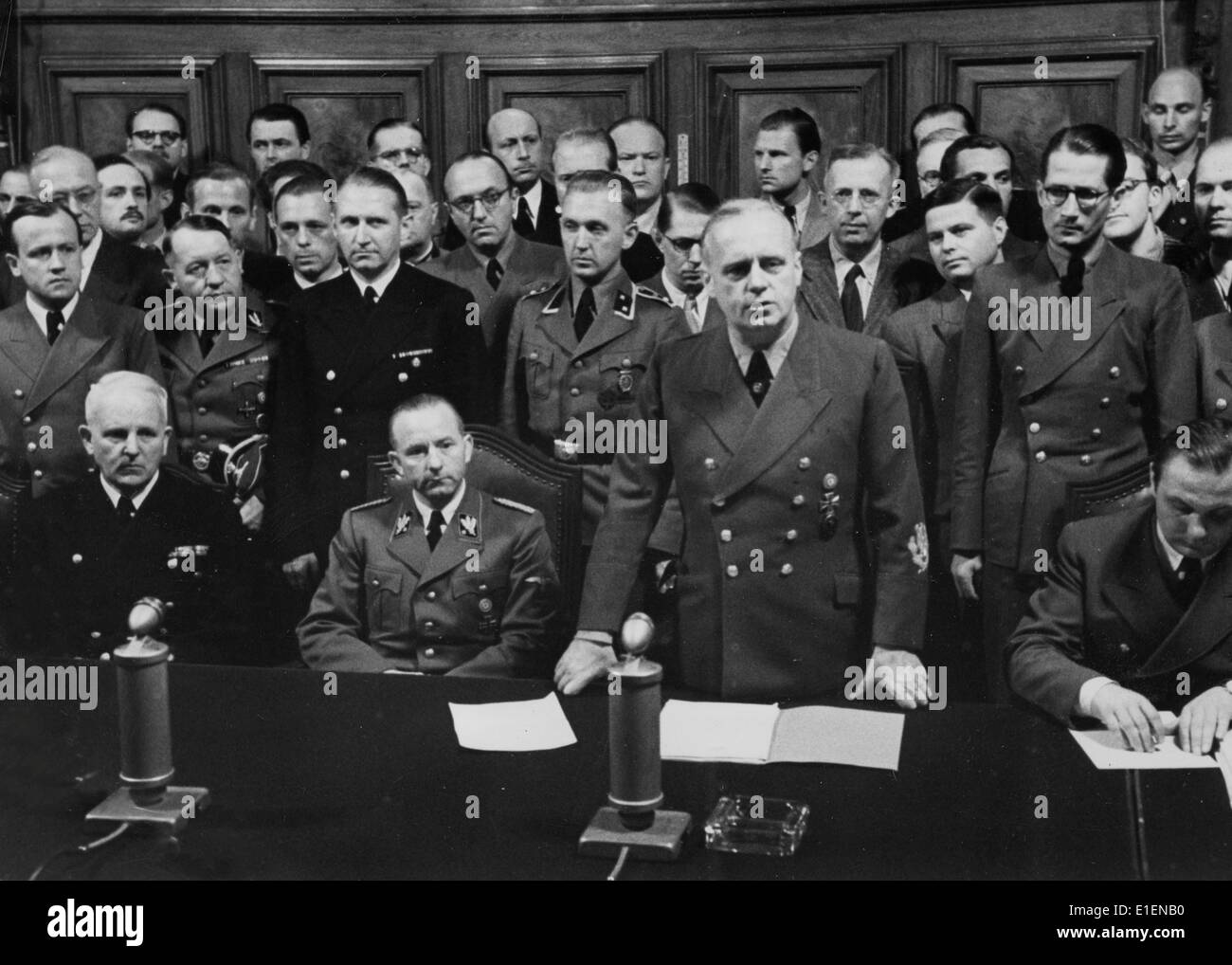 German Foreign Minister Joachim von Ribbentrop (2-R) reads a note to the Soviet government, in which there is criticism of the hostile attitude towards Germany and Russian troop concentrations on the eastern German border, to the domestic and international press in the Federal Council Chamber at the Foreign Office in the early morning hours in Berlin, Germany, 22 June 1941. At the same time, the first German attacks on the Soviet Union had already begun. State Secretary of the Foreign Office Ernst von Weizsaecker (L) and government spokesman Otto Dietrich sit next to him (2-L). Photo: Berliner Stock Photo