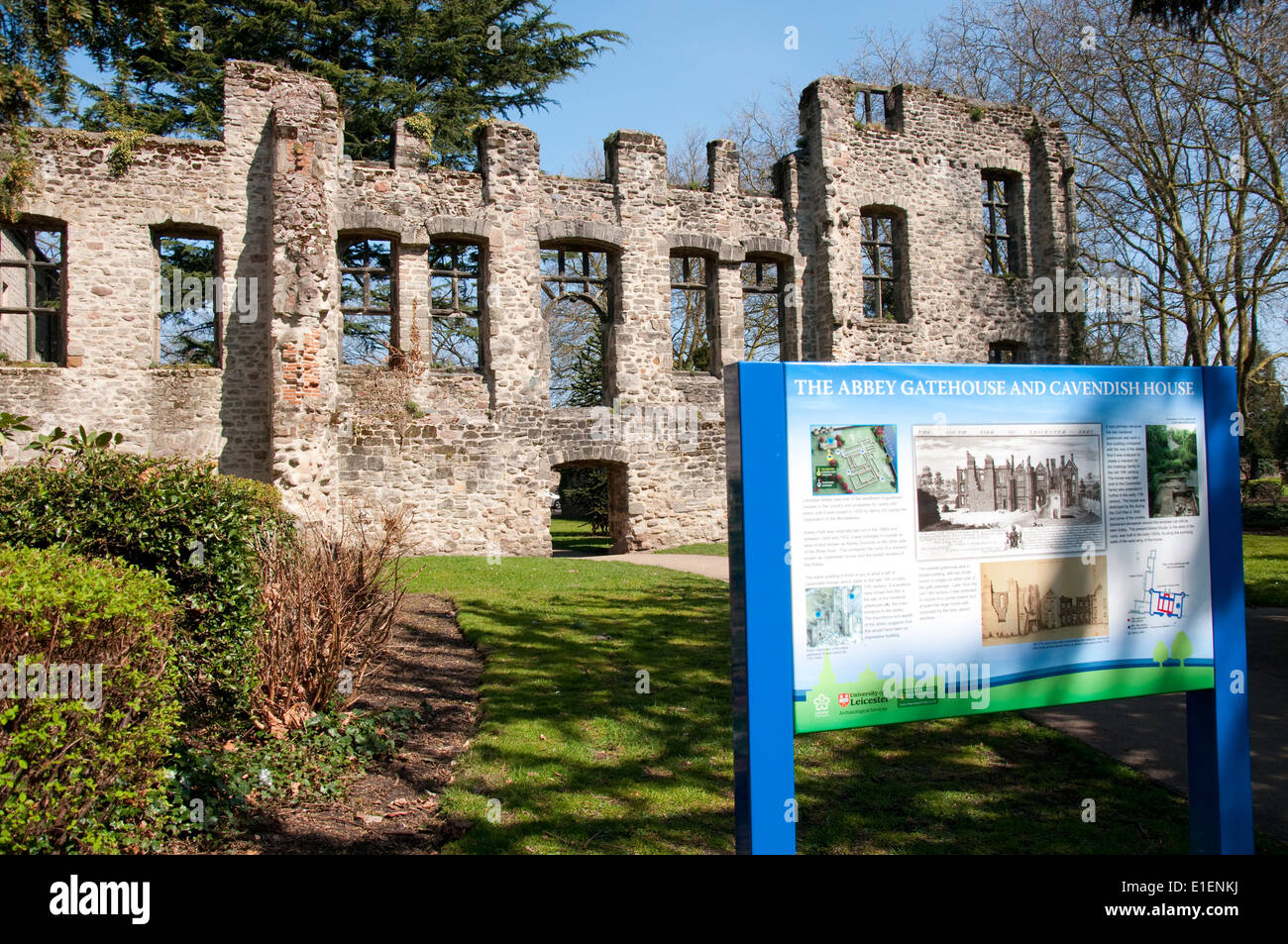 The ruins of Cavendish House in Abbey Park, Leicester England UK Stock
