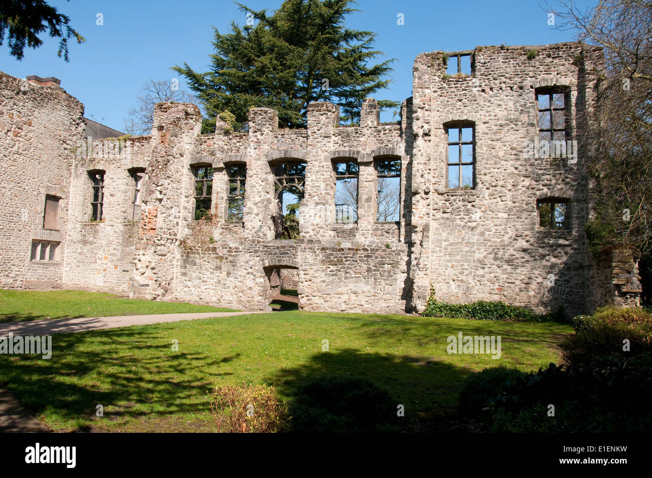 The ruins of Cavendish House in Abbey Park, Leicester England UK Stock