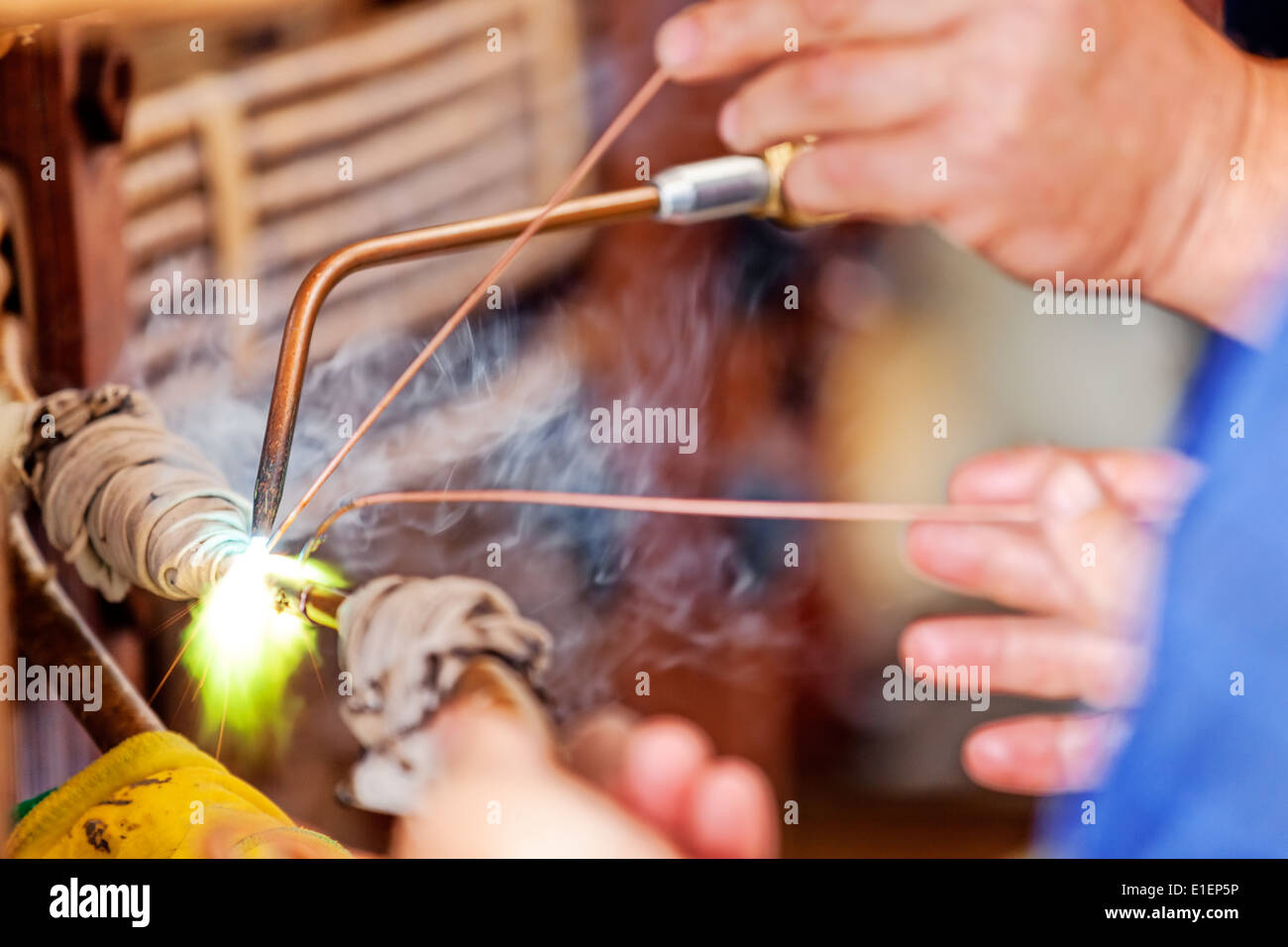 repairing old transformer and welding copper wire Stock Photo Alamy