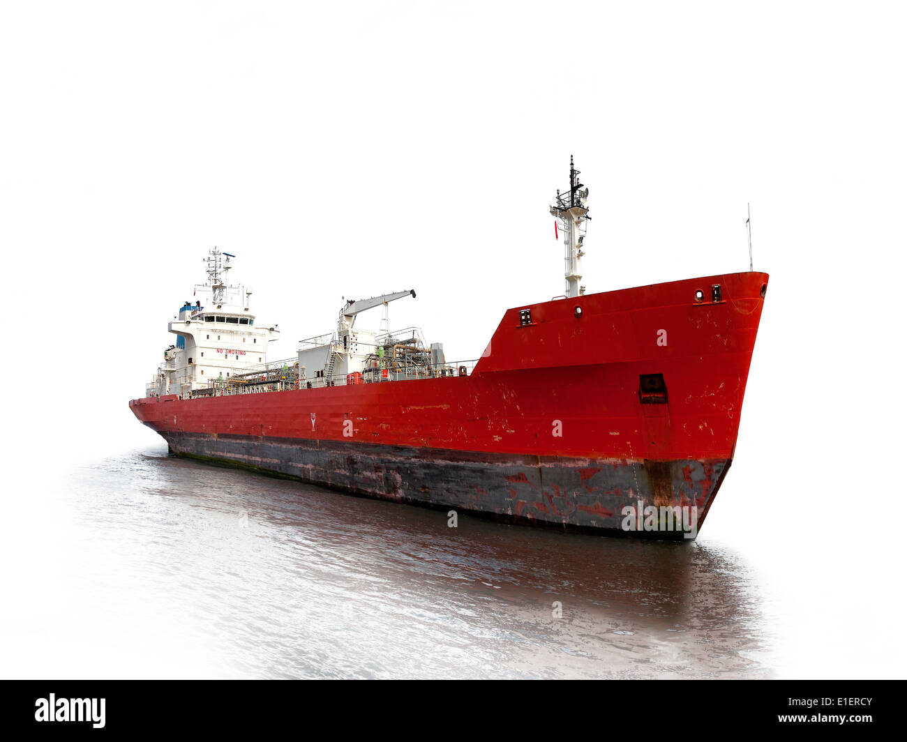 Photo of a tanker ship isolated on white background. Stock Photo
