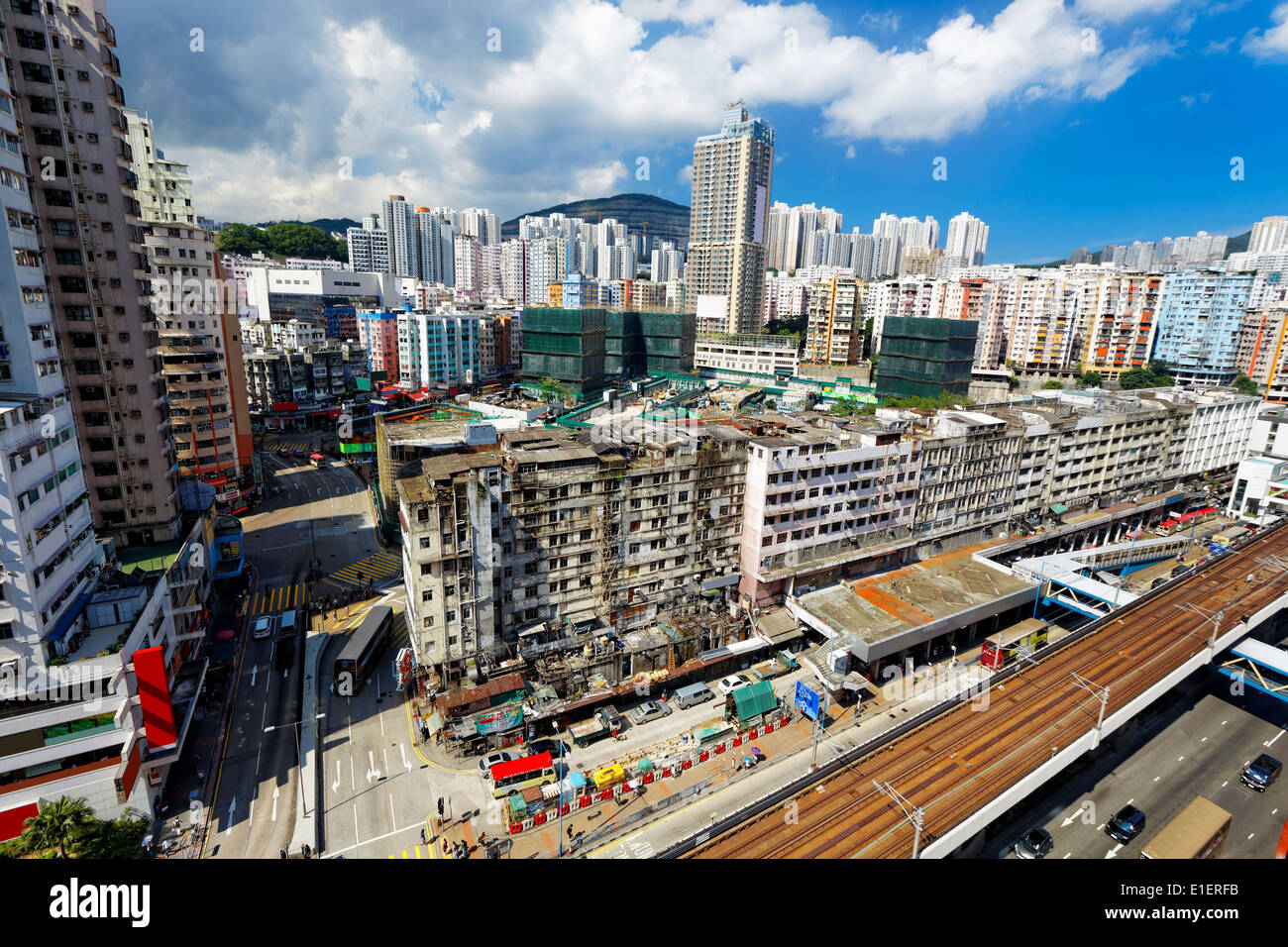 Hong Kong Day, Kwun Tong distract , skyline office buildings and public  house urban Stock Photo - Alamy