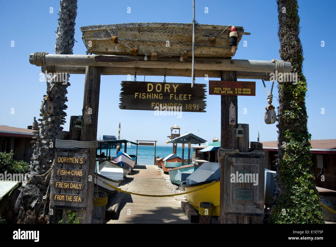 Historic Dory Fishing Fleet in Newport Beach, California Stock Photo