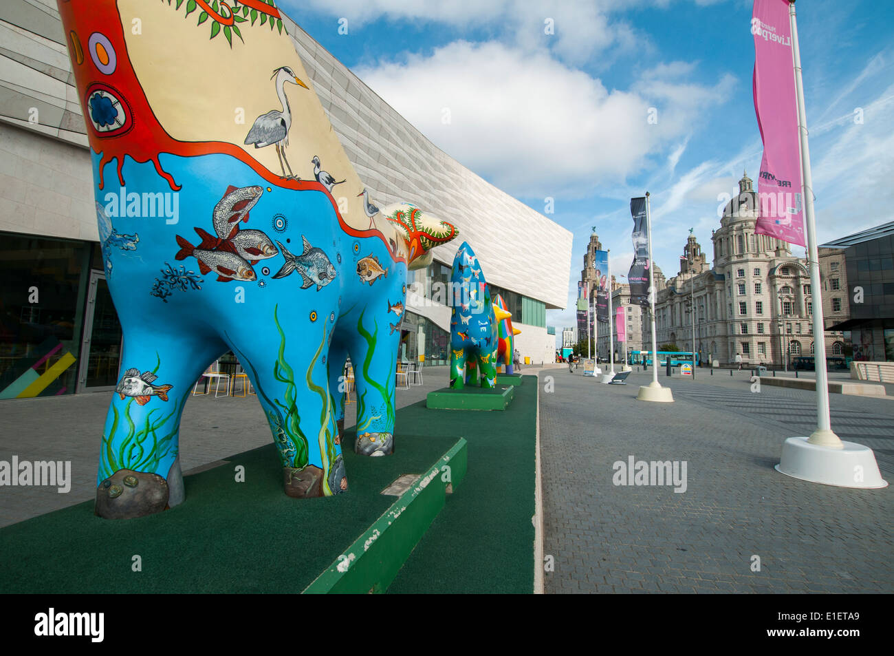 Cow Parade at Albert Docks, Liverpool Merseyside England UK Stock Photo