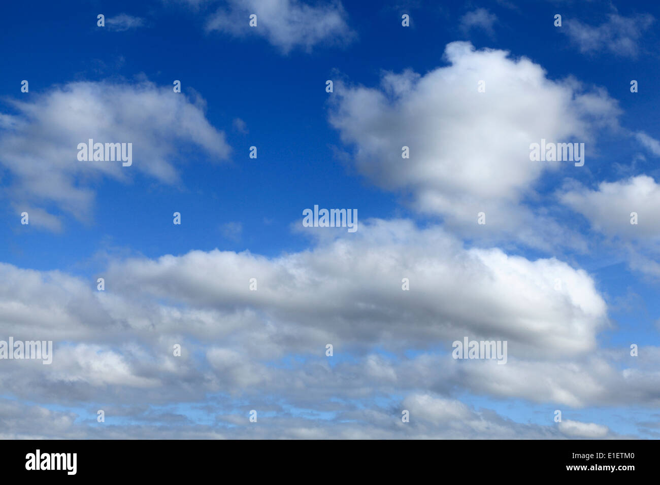 White cumulus clouds, blue sky cloud skies UK Stock Photo