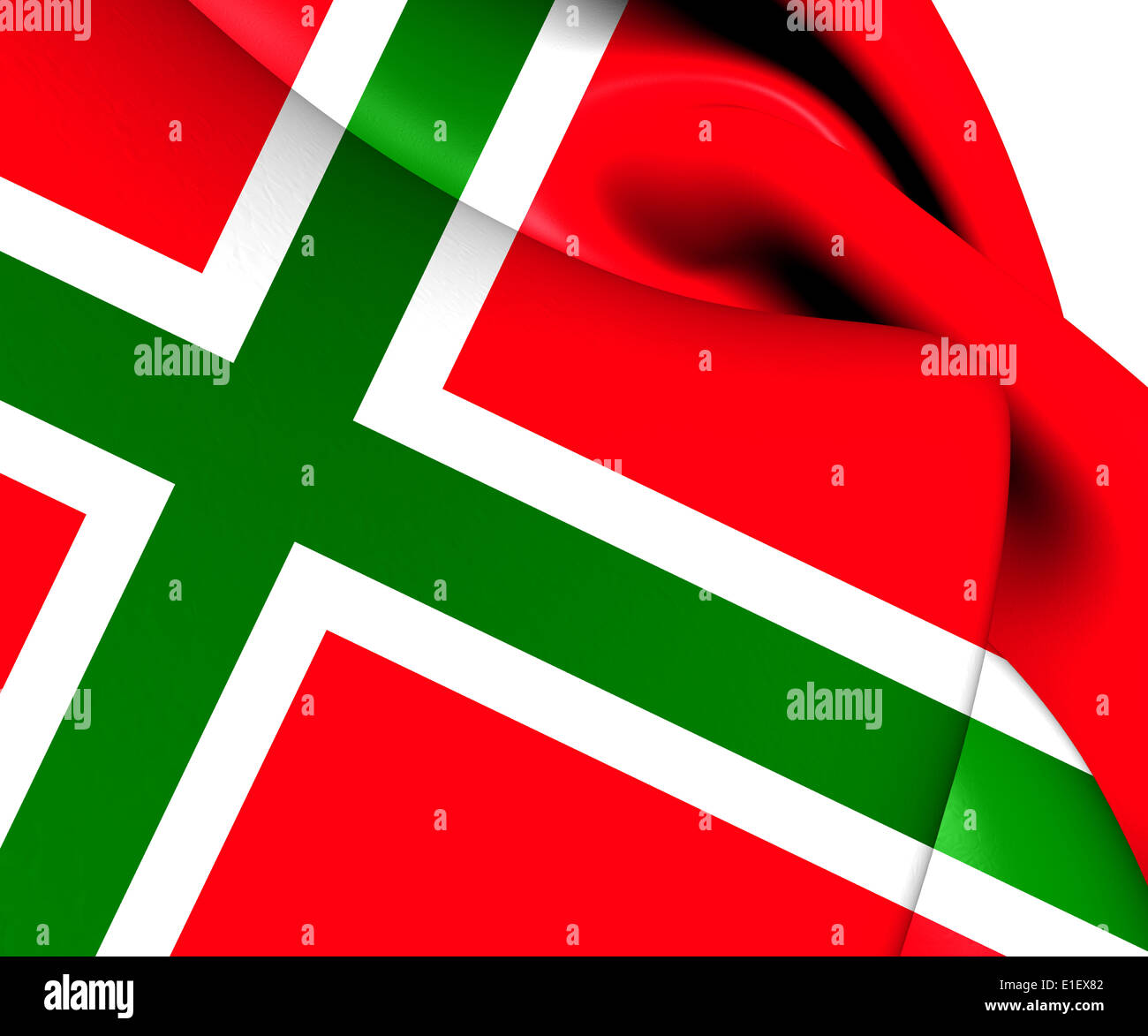 Flag of Bornholm, Denmark. Close Up. Stock Photo
