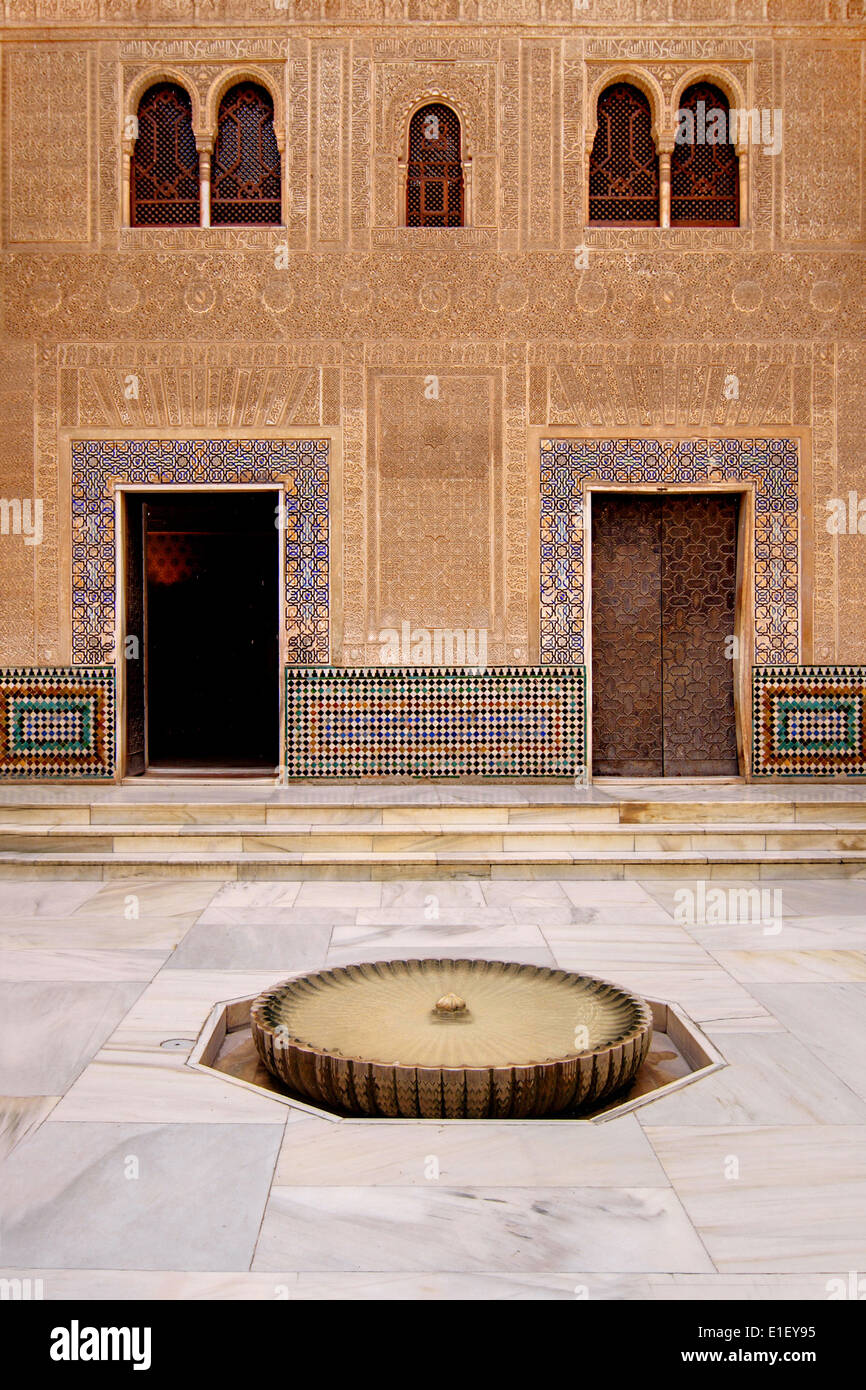 Court of the Golden Room (Patio del Cuarto Dorado) in La Alhambra, Granada, Spain. Stock Photo