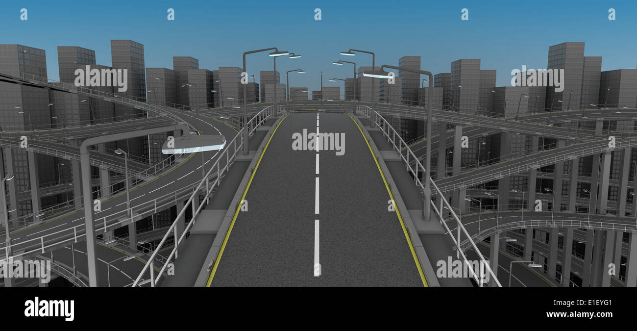 3D Render of Freeway in the city Stock Photo - Alamy