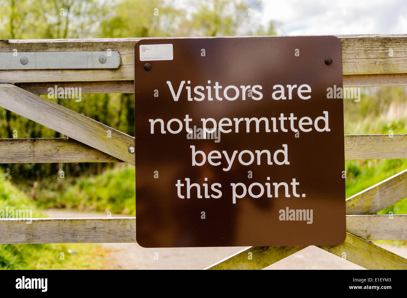 Sign advising that visitors are not permitted beyond this point Stock Photo