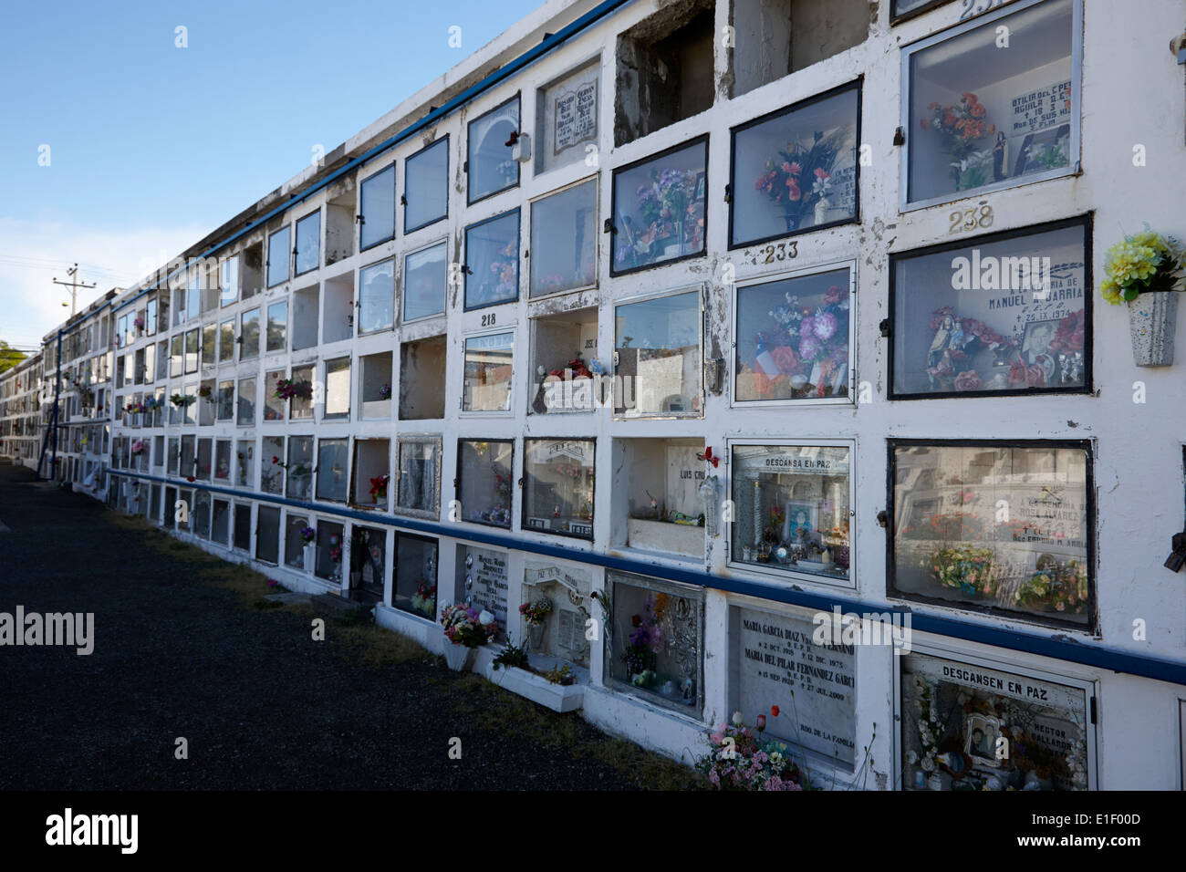 vertically stacked tombs in cemetery of Punta Arenas Chile Stock Photo