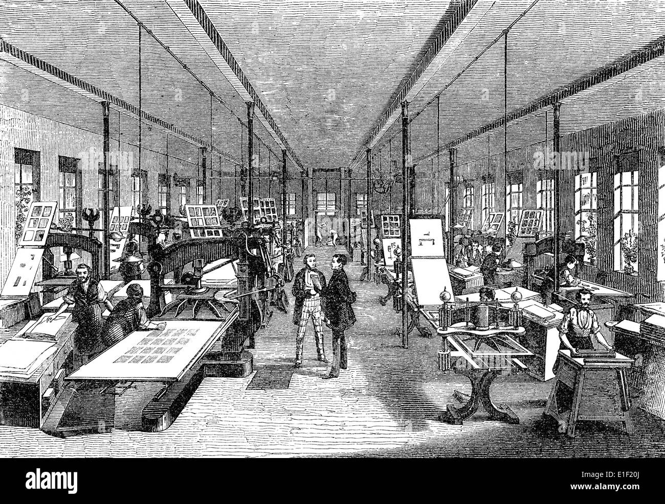 Industrial printing, 19th century, F. A. Brockhaus, Stock Photo