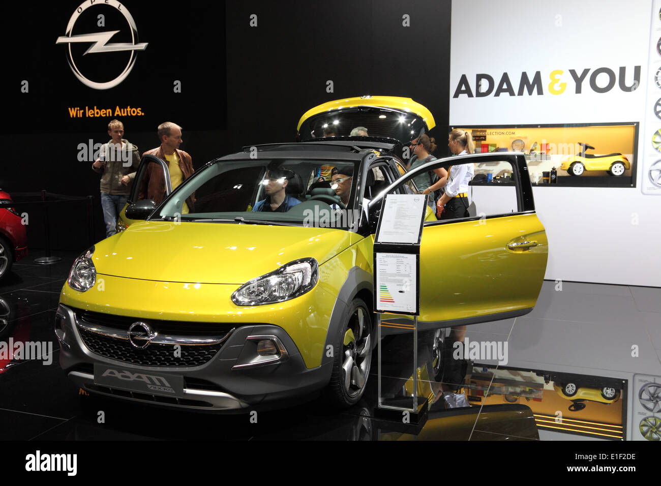Opel Adam Rocks Compact Car at the AMI - Auto Mobile International Trade Fair on June 1st, 2014 in Le Stock Photo