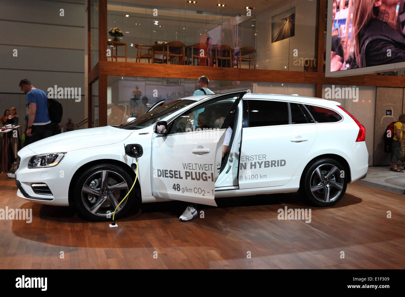 Volvo Diesel Plug In Hybrid at the AMI - Auto Mobile International Trade Fair on June 1st, 2014 in Leipzig Stock Photo