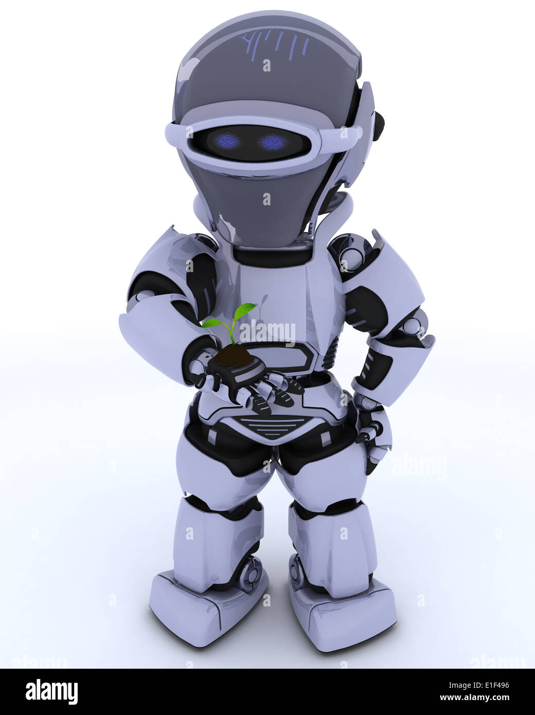 3D render of a Robot nurturing a seedling plant Stock Photo - Alamy