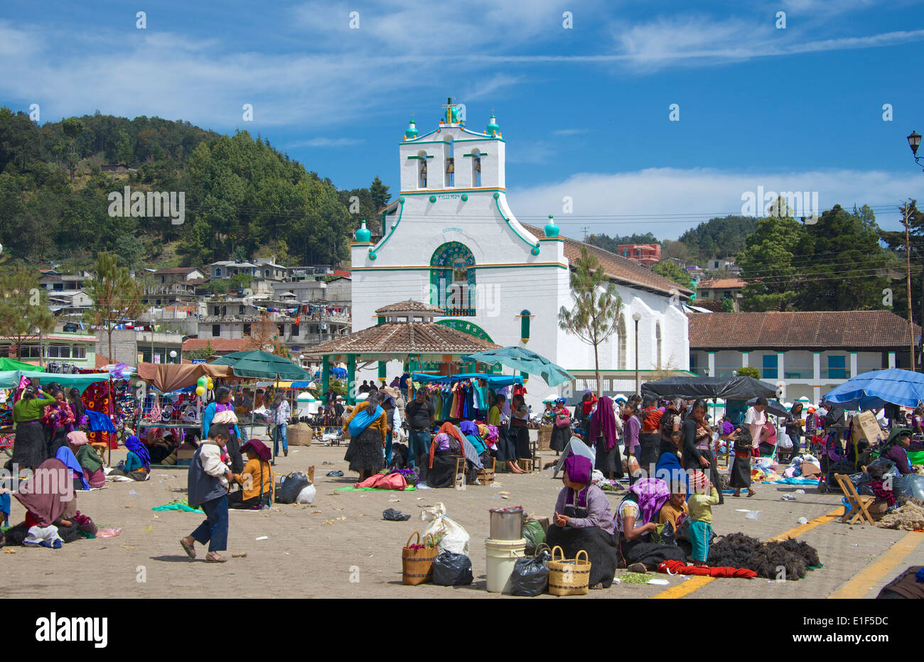 Sunday market infront of San Juan Chamula Church Chiapas Mexico Stock