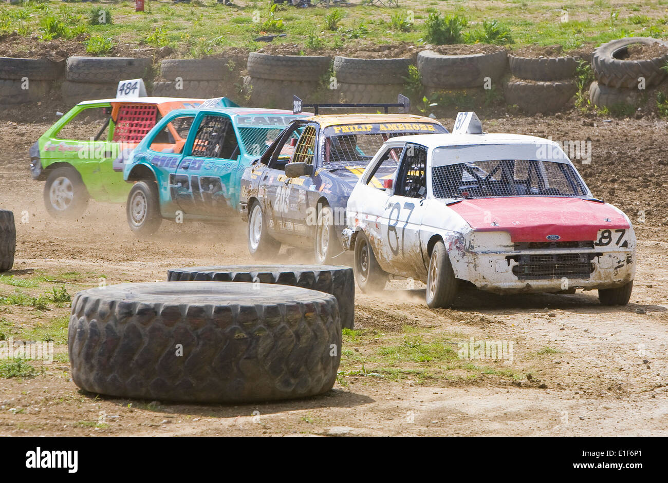Banger racing cars in action at Stansted Raceway in Essex UK Stock ...